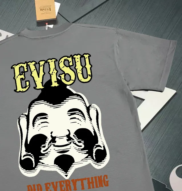 Evisu 2025New Arrival T ⚠ Quality⚠ Same Style T 。 ，Black S-XXL，White S-XXL，Gray M-XXL，Red S-XXL， Red M-XXL